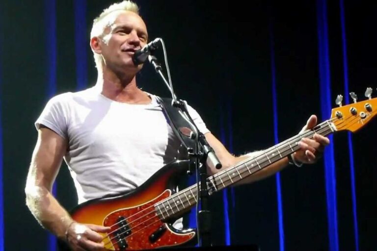 il cantante sting con la sua chitarra